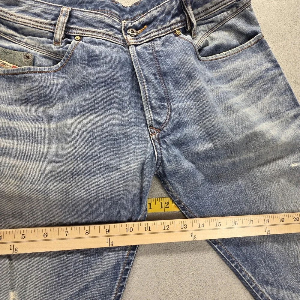 Diesel Jeans Mens 33x34 Blue Iakop Regular Slim Tapered Button Fly 0805Q